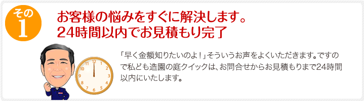お客様の悩みを直ぐに解決します。業界最速24時間でお見積もり完了