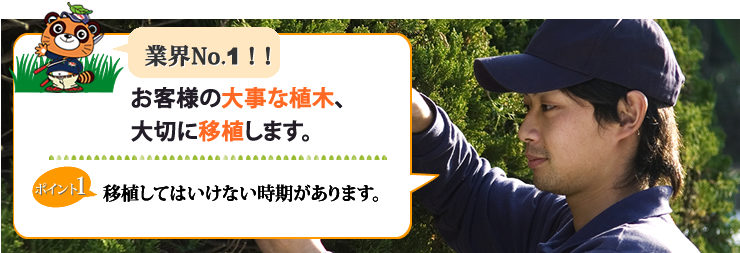 業界NO.1 お客様の大事な植木、大切に保管します。