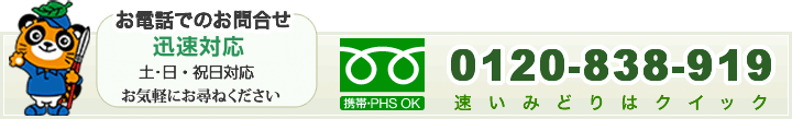 お電話でのお問い合わせ・24時間・迅速対応・0120-838-919