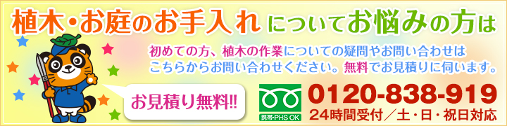 お問い合わせフォーム　植木・お庭のお手入れつにてお悩みの方に