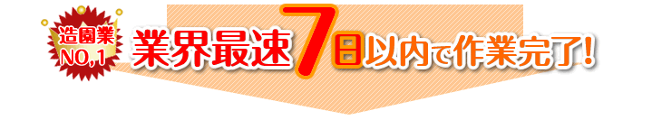 業界最速7日で作業完了