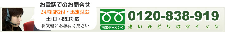 お電話でのお問い合わせ・24時間・迅速対応・0120-838-919